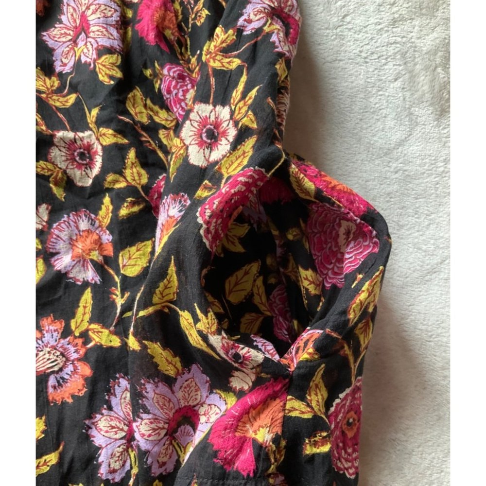 Free People size XS Oh Baby Dark floral smocked boho relaxed mini dress - Picture 5 of 10